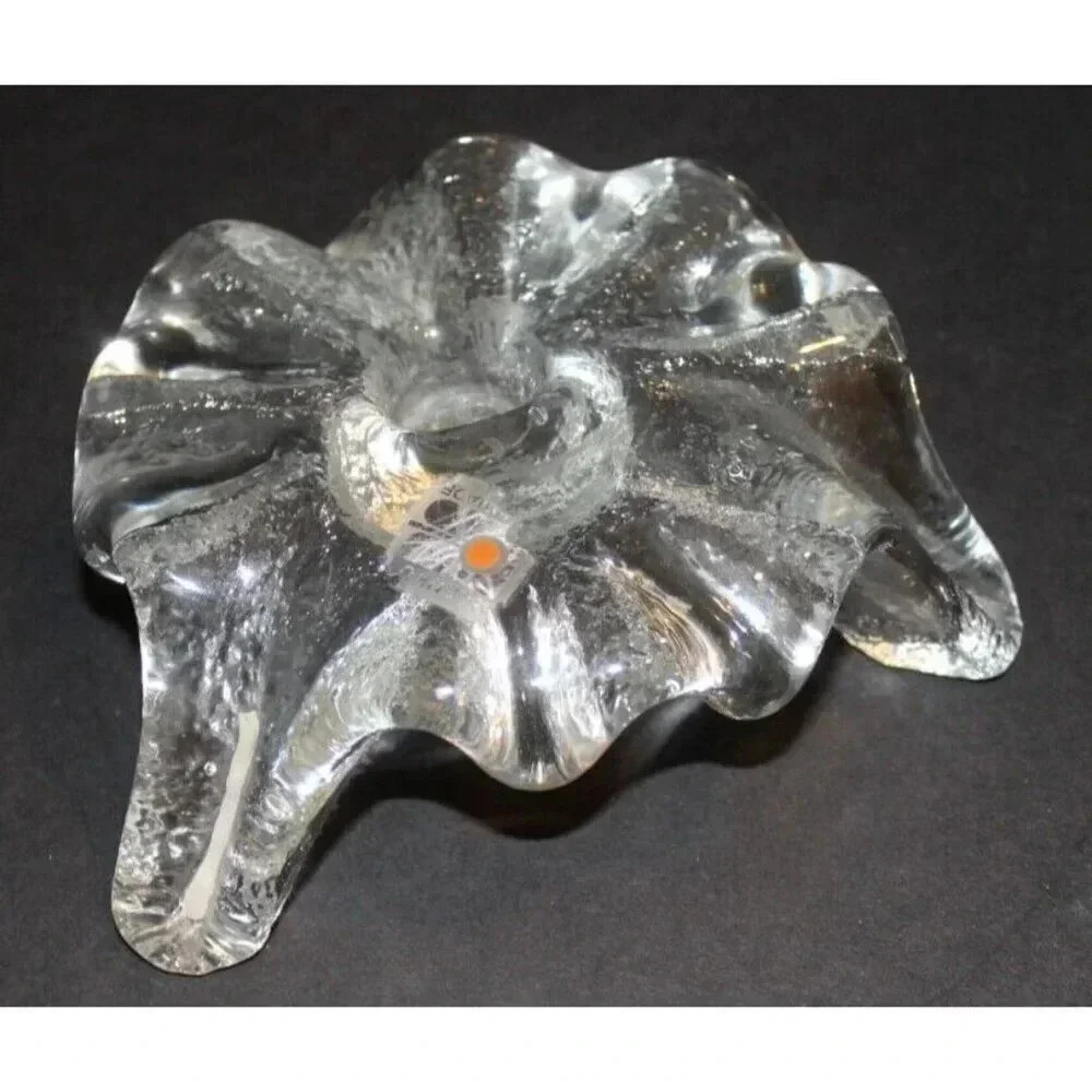 VINTAGE Blenko Glass Ice Floe Candle Holder Contemporary Abstract Art